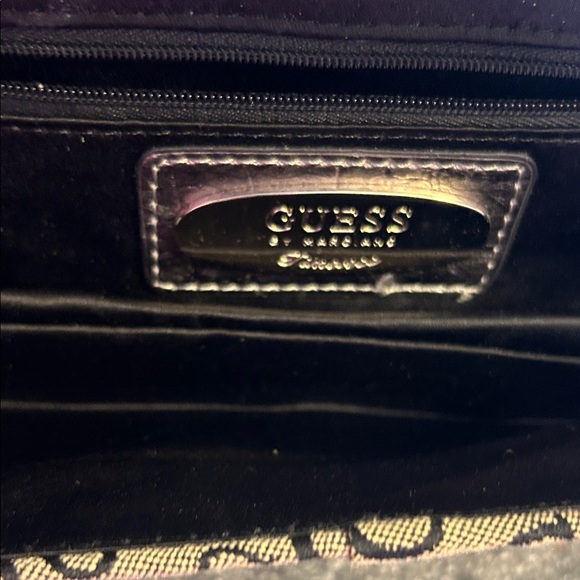 Vintage Rare Guess Beige Monogram Clutch with Brown Trim and Gold Chain - Picture 7 of 7